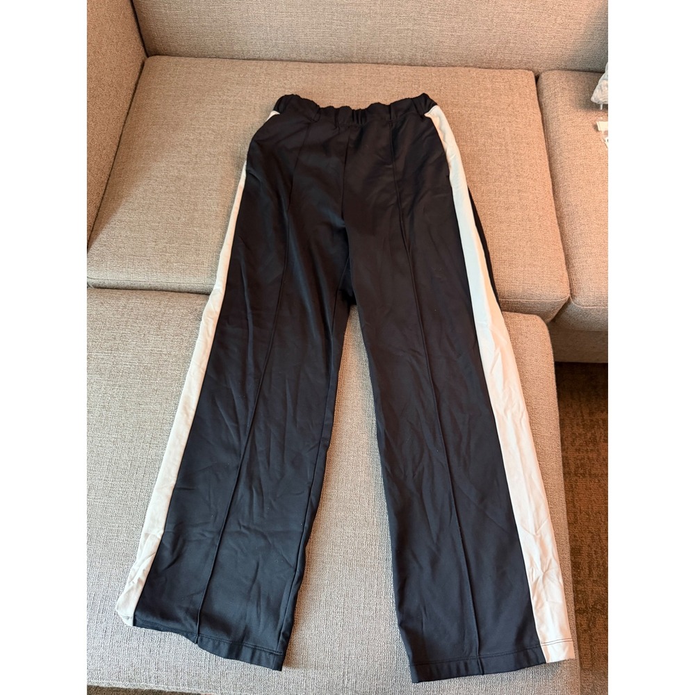Old Navy Powersoft Coze Edition Black White Stripe Wide Leg Track Pants Medium